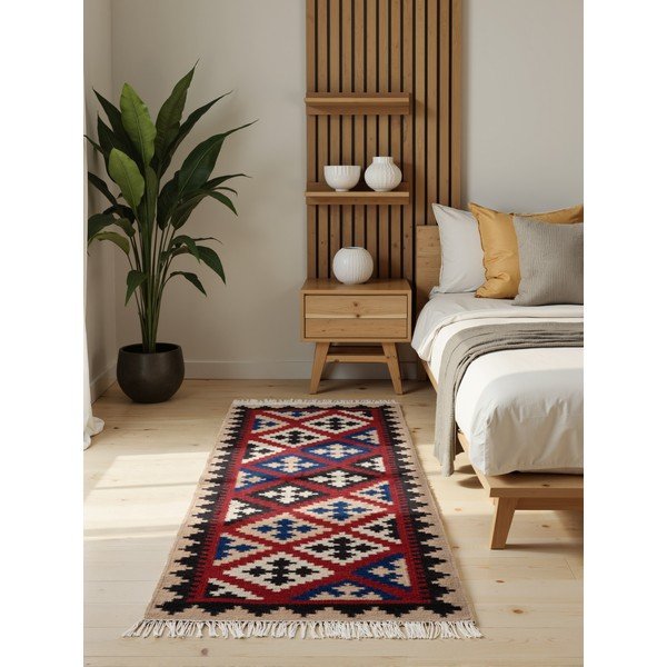 Roter, beidseitig verwendbarer, handgewebter Läufer aus Wolle, 60 x 190 cm Kamal Rami - Hanse Home-image-1