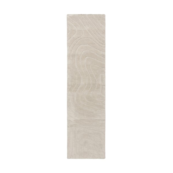 Cremefarbener, handgewebter Wollläufer, 60 × 230 cm Mesmerise Natural - Flair Rugs