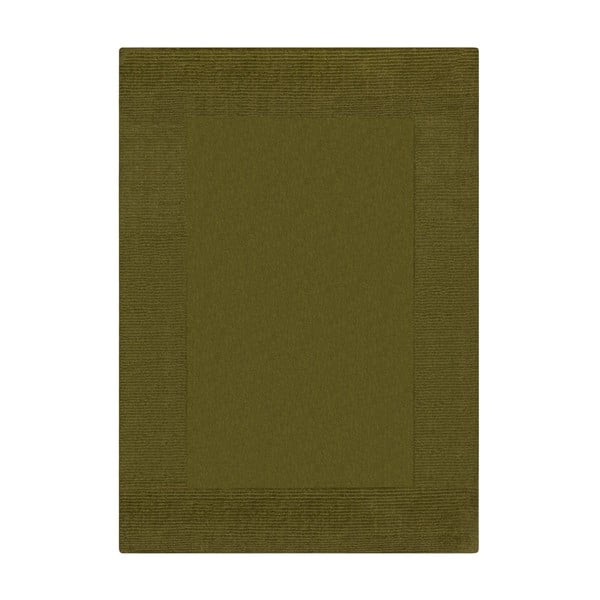 Grüner Wollteppich, 200 × 290 cm Textured Wool Border - Flair Rugs