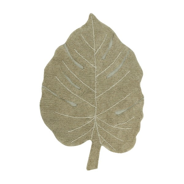 Khaki, waschbarer, handgewebter Baumwollteppich für Kinder, 120 x 180 cm Monstera Olive - Lorena Canals