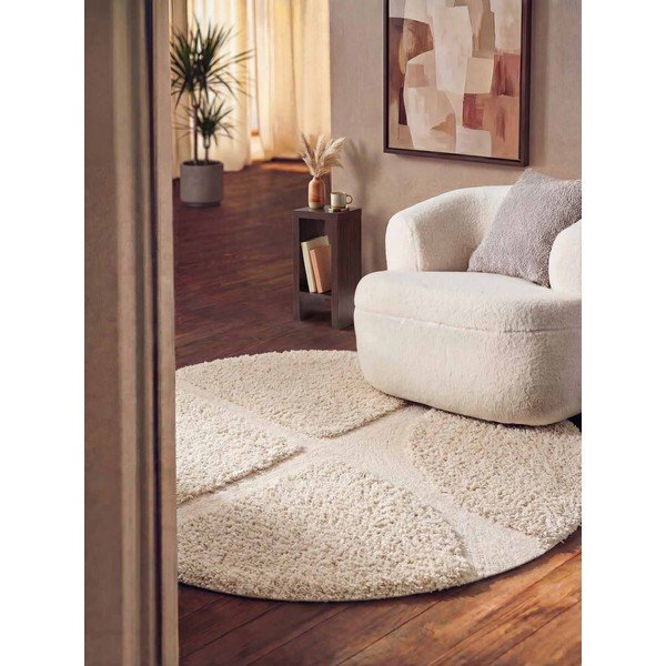 Cremefarbener, handgewebter runder Teppich, Ø 150 cm Lambeth Jasper - Ted Baker-image-1