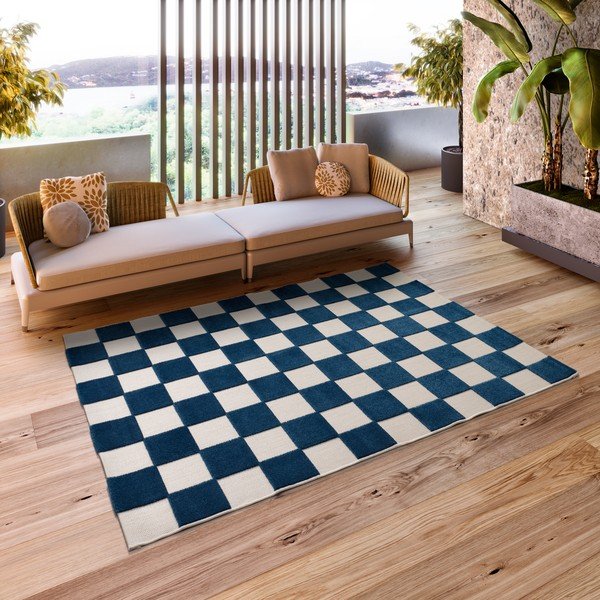 Blauer/cremefarbener Teppich für drinnen und draußen, 160 × 230 cm Cuadros - Universal-image-1