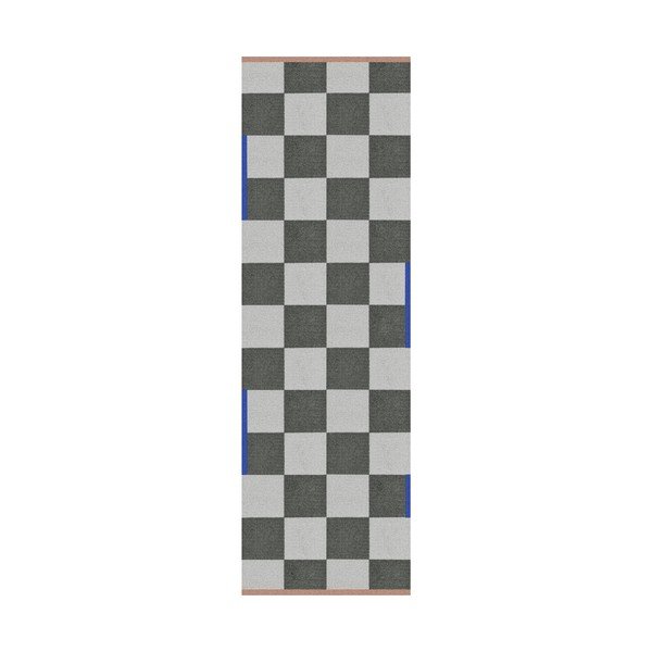 Dunkelgrüner/cremefarbener waschbarer Teppich 77x242 cm Square – Mette Ditmer Denmark