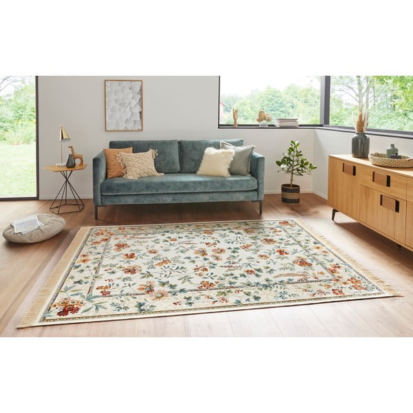 Cremefarbener Viskose-Teppich, 160 × 230 cm Oriental Flowers - Hanse Home-image-3