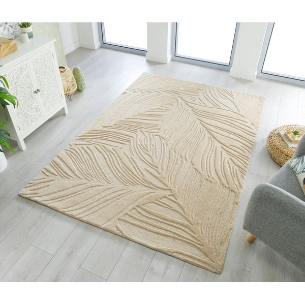 Beiger Wollteppich 120 × 170 cm Lino Leaf - Flair Rugs-image-1
