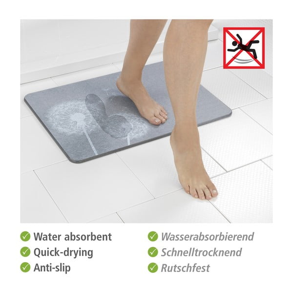 Grauer Badezimmerteppich aus Kieselgur, 39 × 60 cm Astera - Wenko-image-4