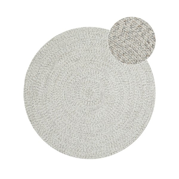 Weißer/beiger runder Teppich für den Außenbereich, Ø 150 cm - Hanse Home