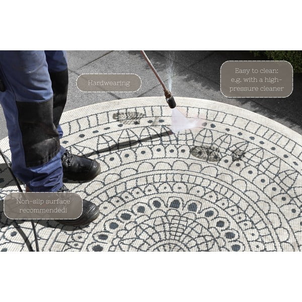 Weißer/grauer Teppich für Innen- und Außenbereiche ø 140 cm Porto – Hanse Home-image-4