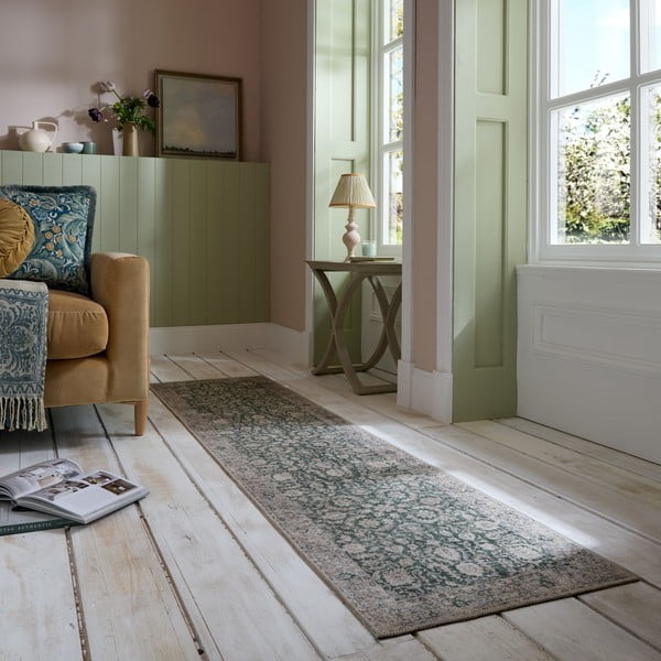 Grüner, waschbarer Läufer, 60 x 230 cm Beau Floral - Flair Rugs-image-1