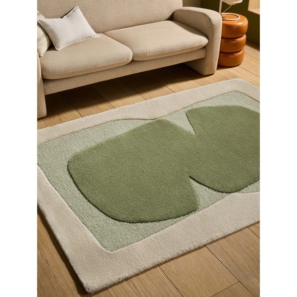 Grüner/beige handgewebter Teppich 120x170 cm Kinney – MADE-image-1