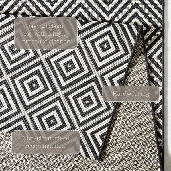 Schwarzer Teppich für Innen- und Außenbereiche 80x150 cm Karo – Hanse Home-image-4