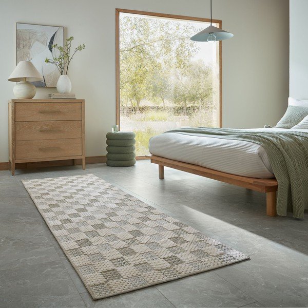 Grüner, waschbarer Läufer mit Baumwollanteil, 80 x 230 cm Muted Checkerboard - Flair Rugs-image-1