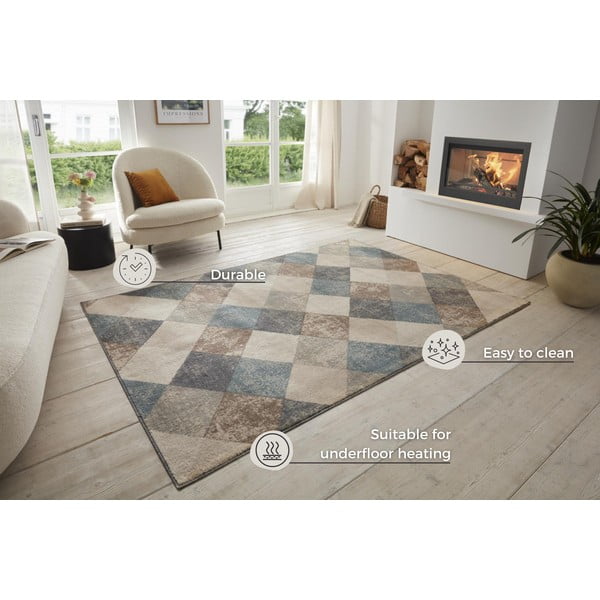 Blau-beiger Teppich, 240 × 340 cm Terrain - Hanse Home-image-4