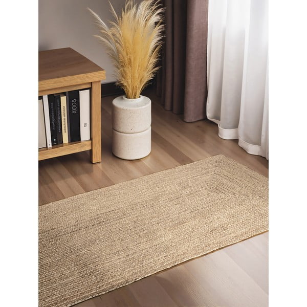 Doppelseitiger/handgewebter Jute-Läufer in hellem Naturton, 80 x 200 cm Juno - Hanse Home-image-1