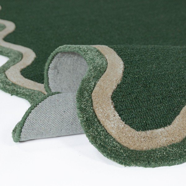 Dunkelgrüner, handgewebter Teppich mit Wollanteil, 160 × 230 cm Rivo Wool - Flair Rugs-image-3