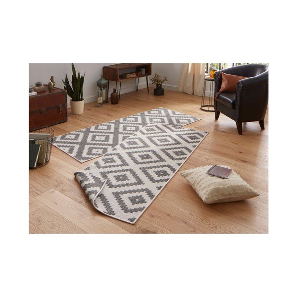 Weißer/grauer Teppich für Innen- und Außenbereiche 80x350 cm Malta – Hanse Home-image-3