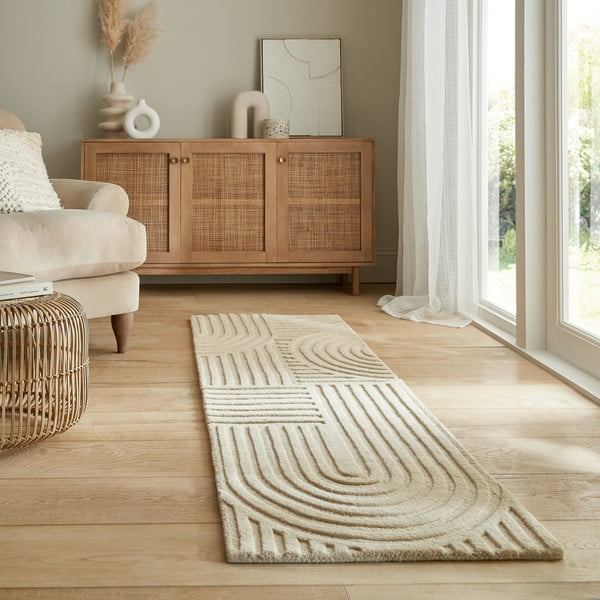 Beiger Wollteppich, Läufer, 60 x 230 cm Zen Garden - Flair Rugs-image-1
