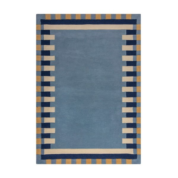 Blauer, handgewebter Wollteppich, 200 × 290 cm Kai Wool Border - Flair Rugs