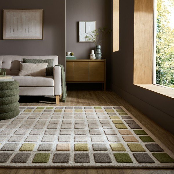 Grüner, handgewebter Wollteppich, 160 × 230 cm Renga Wool - Flair Rugs-image-1