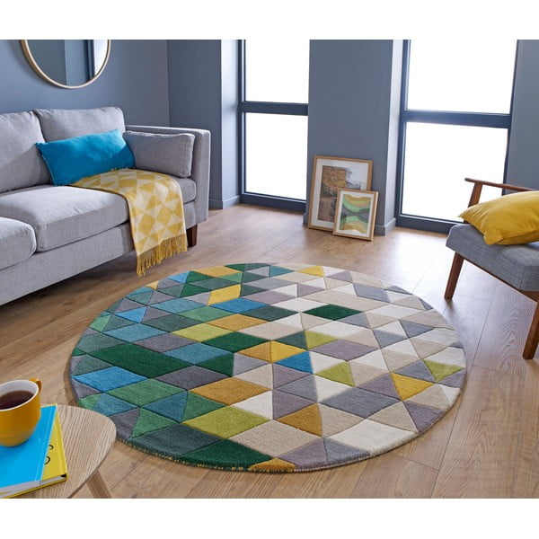 Gelb-grüner runder Wollteppich, Durchmesser 160 cm Prism - Flair Rugs-image-1