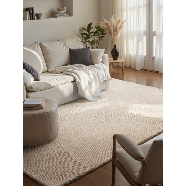 Handgewebter Wollteppich in einem hellen Naturton, 120 x 180 cm Calmio - Hanse Home-image-1