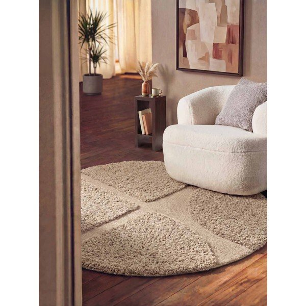 Beiger, handgewebter, runder Teppich, Ø 200 cm Lambeth Jasper - Ted Baker-image-1
