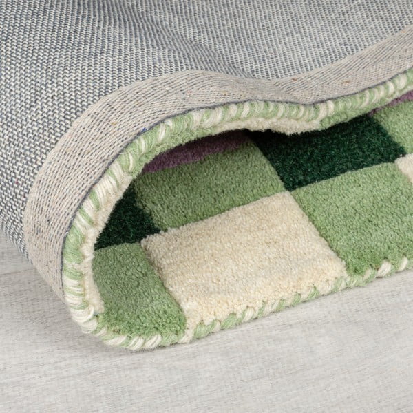 Grün-violetter, handgewebter Läufer aus Wolle, 60 x 230 cm Kai Wool Border - Flair Rugs-image-3