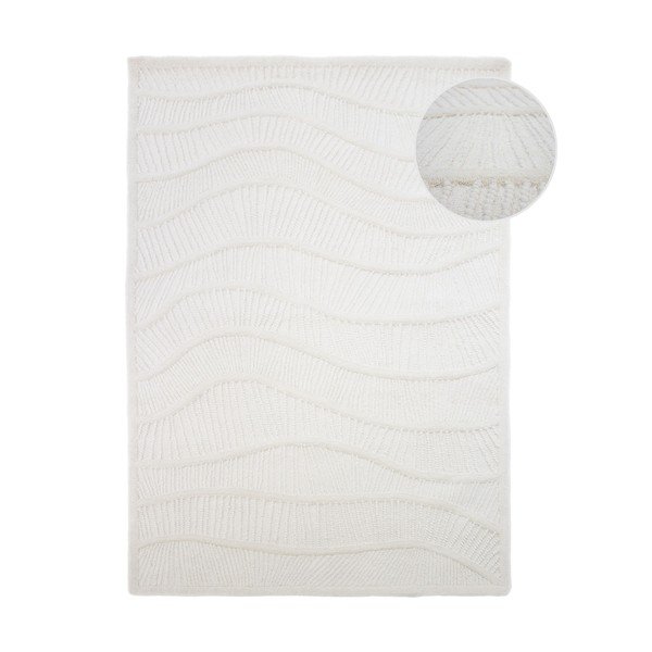 Weißer, handgewebter Teppich mit Wollanteil, 160 × 230 cm Sculptured Wave - Flair Rugs