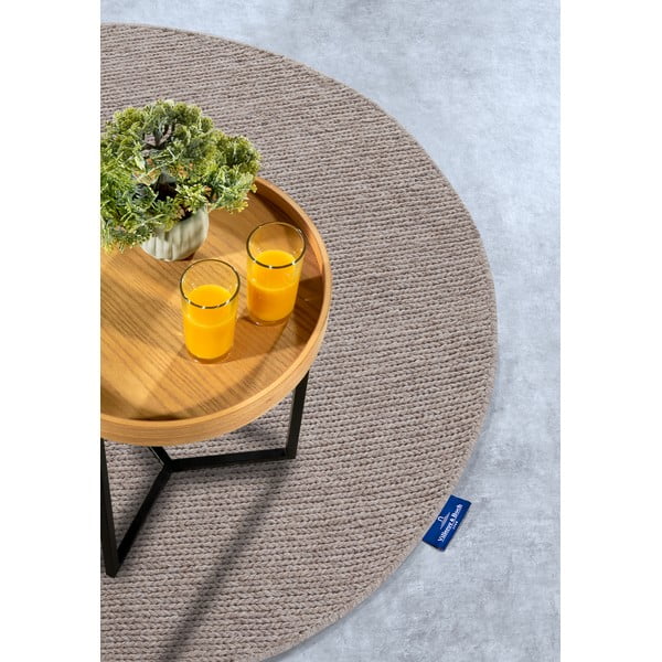 Hellbrauner, handgewebter runder Wollteppich, Durchmesser 200 cm Francois - Villeroy&Boch-image-2