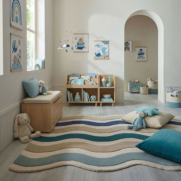 Blauer, handgewebter Wollteppich, 200 × 290 cm Cascade Wool - Flair Rugs-image-1