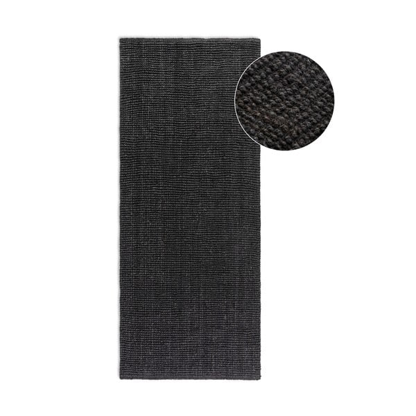 Schwarzer Jute-Läufer, 80 × 200 cm Bouclé - Hanse Home