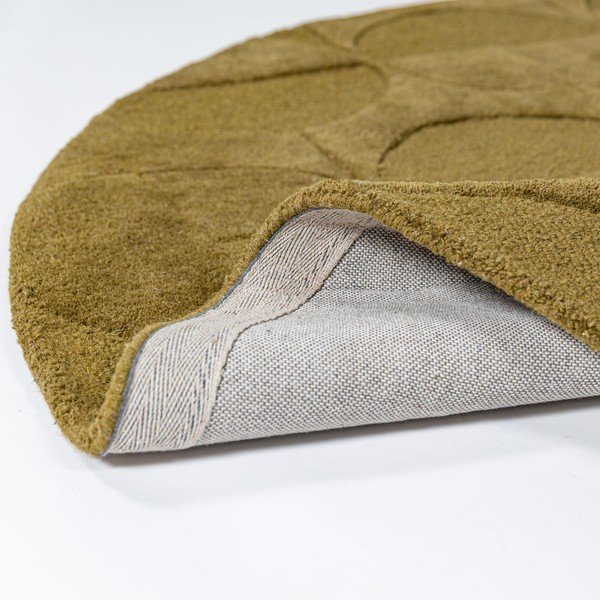 Dunkelgrüner, handgewebter runder Wollteppich, ø 160 cm Gigi - Flair Rugs-image-2