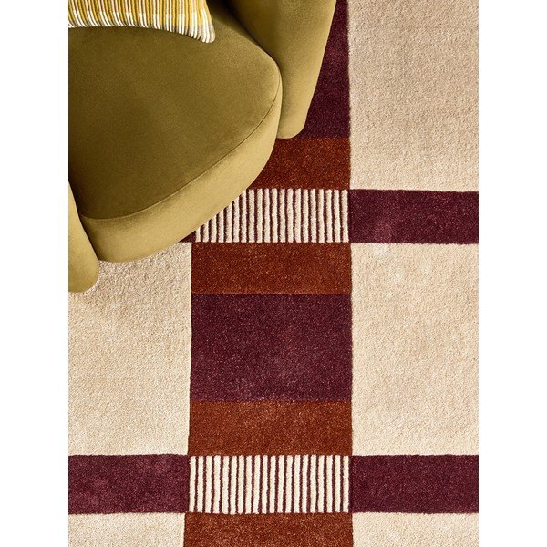 Weinroter/cremefarbener handgewebter Teppich 160x230 cm Franka – MADE-image-3