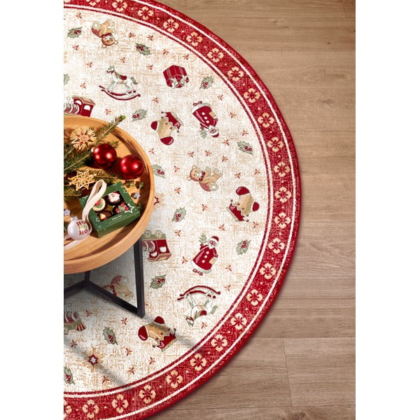 Roter, runder Teppich mit Weihnachtsmotiv und Baumwollanteil, Ø 160 cm Toy's Delight Red Christmas - Villeroy&Boch-image-3