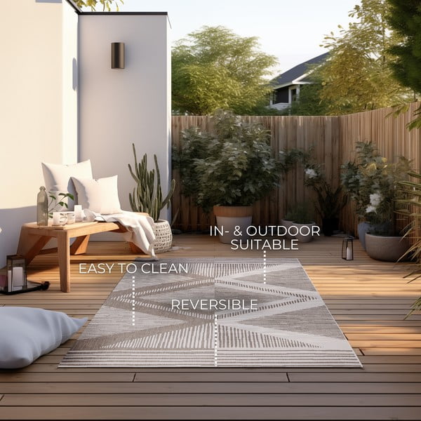 Cremebrauner Outdoor-Teppich, 120 × 170 cm Gemini - Elle Decoration-image-4