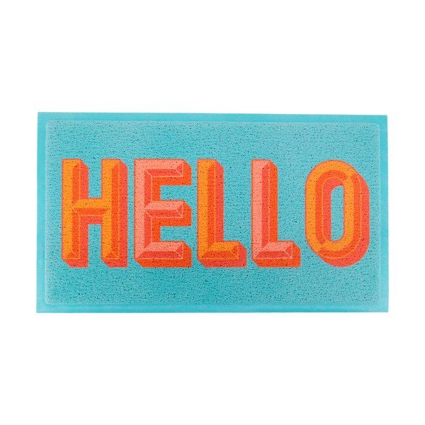 Fußmatte recycelter Kunststoff 40x70 cm Blue Hello – Artsy Doormats