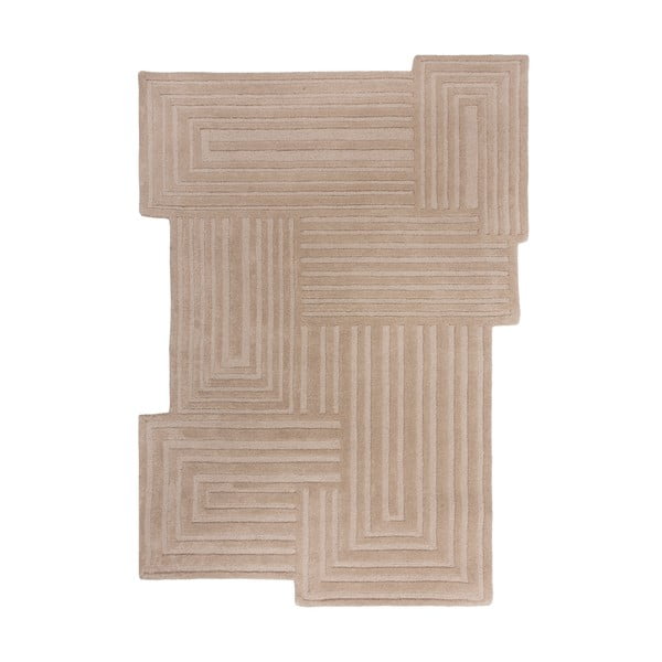 Beiger, handgewebter Wollteppich, 160 × 230 cm Zen Rectangles - Flair Rugs
