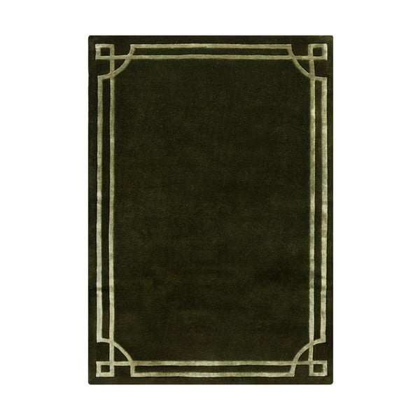 Dunkelgrüner, handgewebter Wollteppich, 200 × 290 cm Gatsby - Flair Rugs