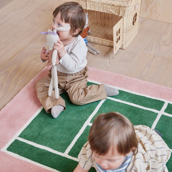 Kinderspielteppich mit Wollanteil, 88 x 150 cm Tennis - OYOY Mini-image-1