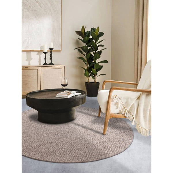 Hellbrauner, handgewebter runder Wollteppich, Durchmesser 200 cm Francois - Villeroy&Boch-image-1