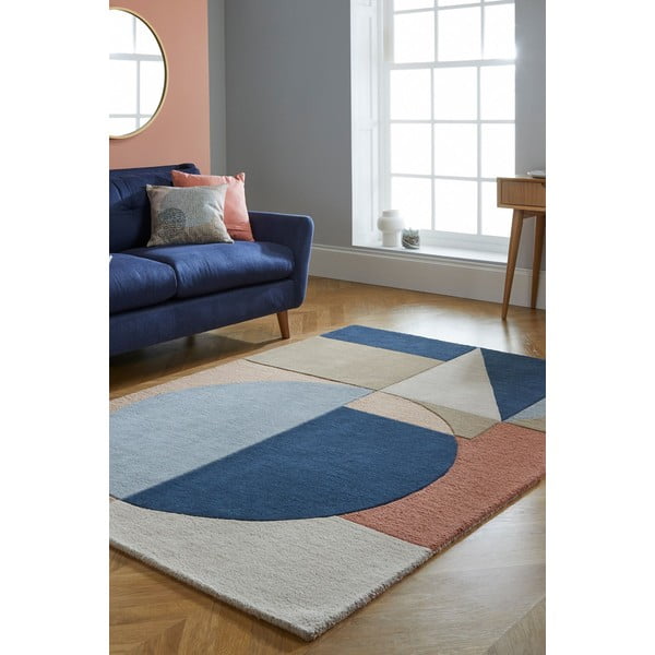 Blauer/brauner Wollteppich, 200 × 290 cm Esrei - Flair Rugs-image-1