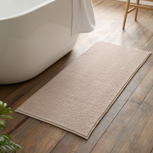 Beigefarbener Badezimmerteppich, 50 × 120 cm Bobble - Catherine Lansfield-image-1