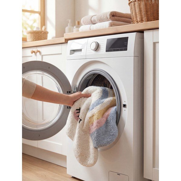 Cremefarbener, waschbarer/handgewebter Baumwoll-Kinderteppich, 140 x 200 cm Snuggle Nappi - Hanse Home-image-3