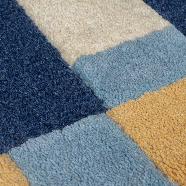 Blauer, handgewebter Wollteppich, 200 × 290 cm Kai Wool Border - Flair Rugs-image-3