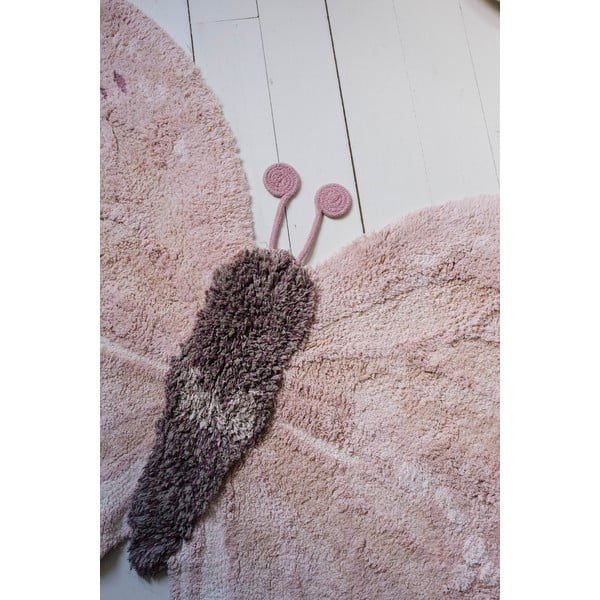 Hellrosa-beiger, waschbarer, handgewebter Baumwoll-Kindenteppich, 90 x 120 cm Baby Butterfly - Lorena Canals-image-4