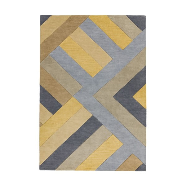 Gelb-grauer, handgewebter Wollteppich, 160 × 230 cm Reef - Asiatic Carpets