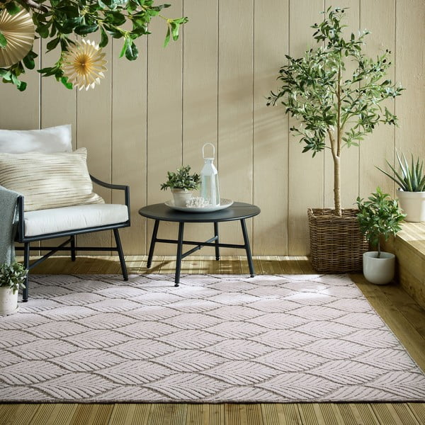 Elfenbeinfarbener Teppich für Innen- und Außenbereiche 160x230 cm Elm Leaf – Flair Rugs-image-1