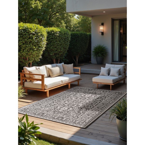 Schwarz-weißer Teppich für den Innen- und Außenbereich, 160 × 230 cm Duet Kona - Hanse Home-image-2