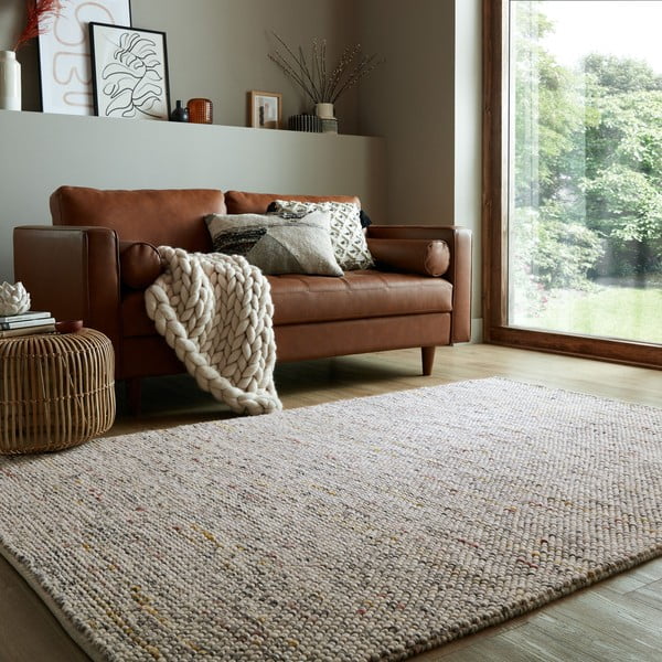 Cremefarbener, handgewebter Teppich mit Wollanteil, 120 × 170 cm Minerals - Flair Rugs-image-1