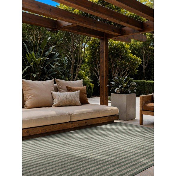 Grüner/cremefarbener Teppich für den Innen- und Außenbereich, 160 × 230 cm Haringey Linley - Ted Baker-image-1